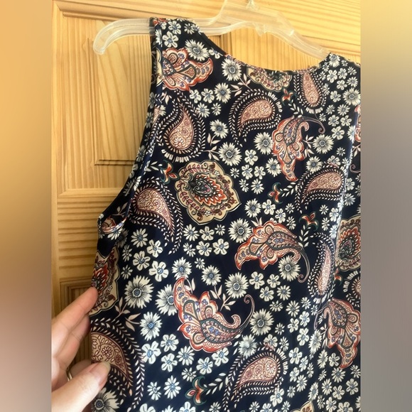 Emery Rose Blue Pink Red and Green Paisley Tank Top Size Larger - Picture 5 of 6
